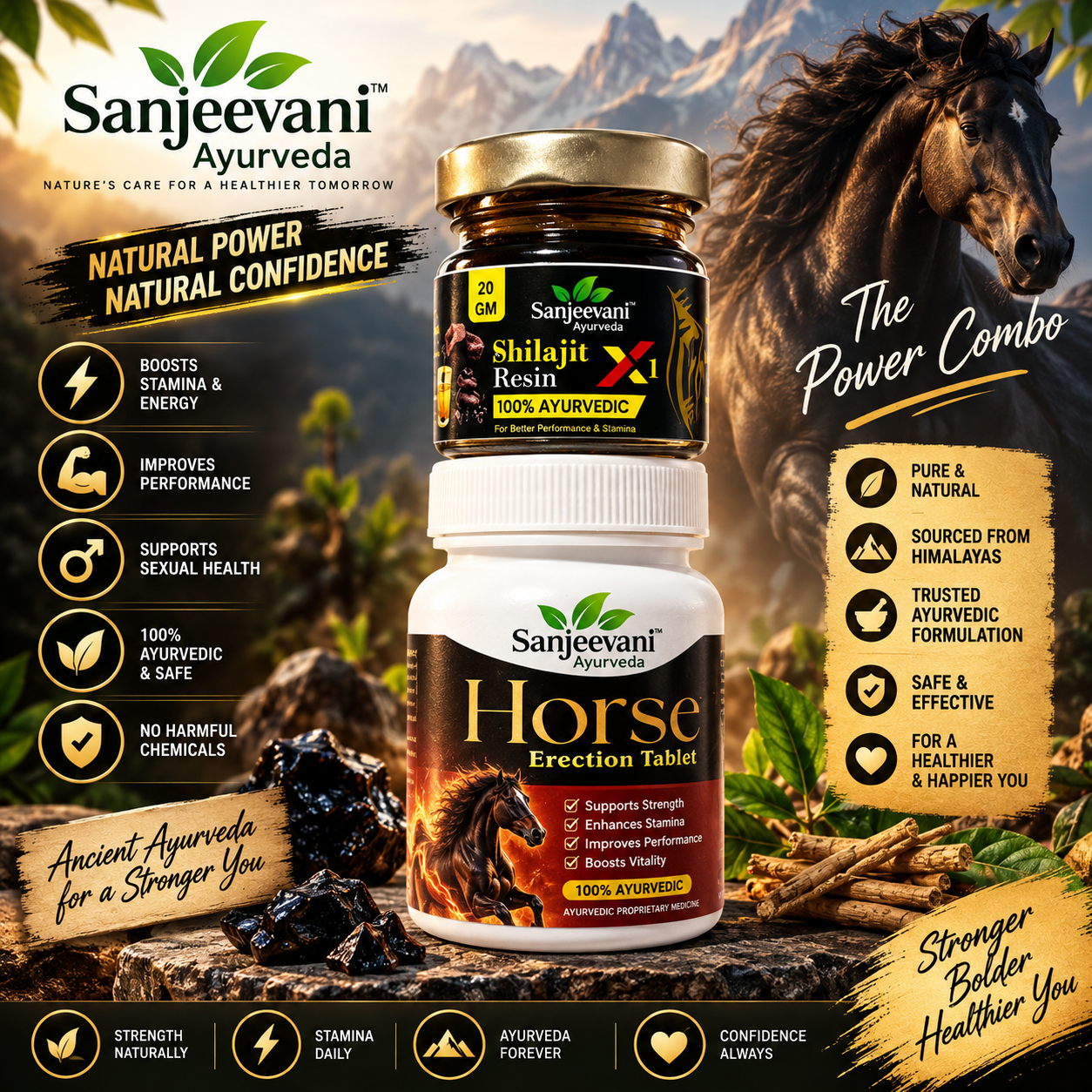 Horse Erection Tablet + Shilajit Resin