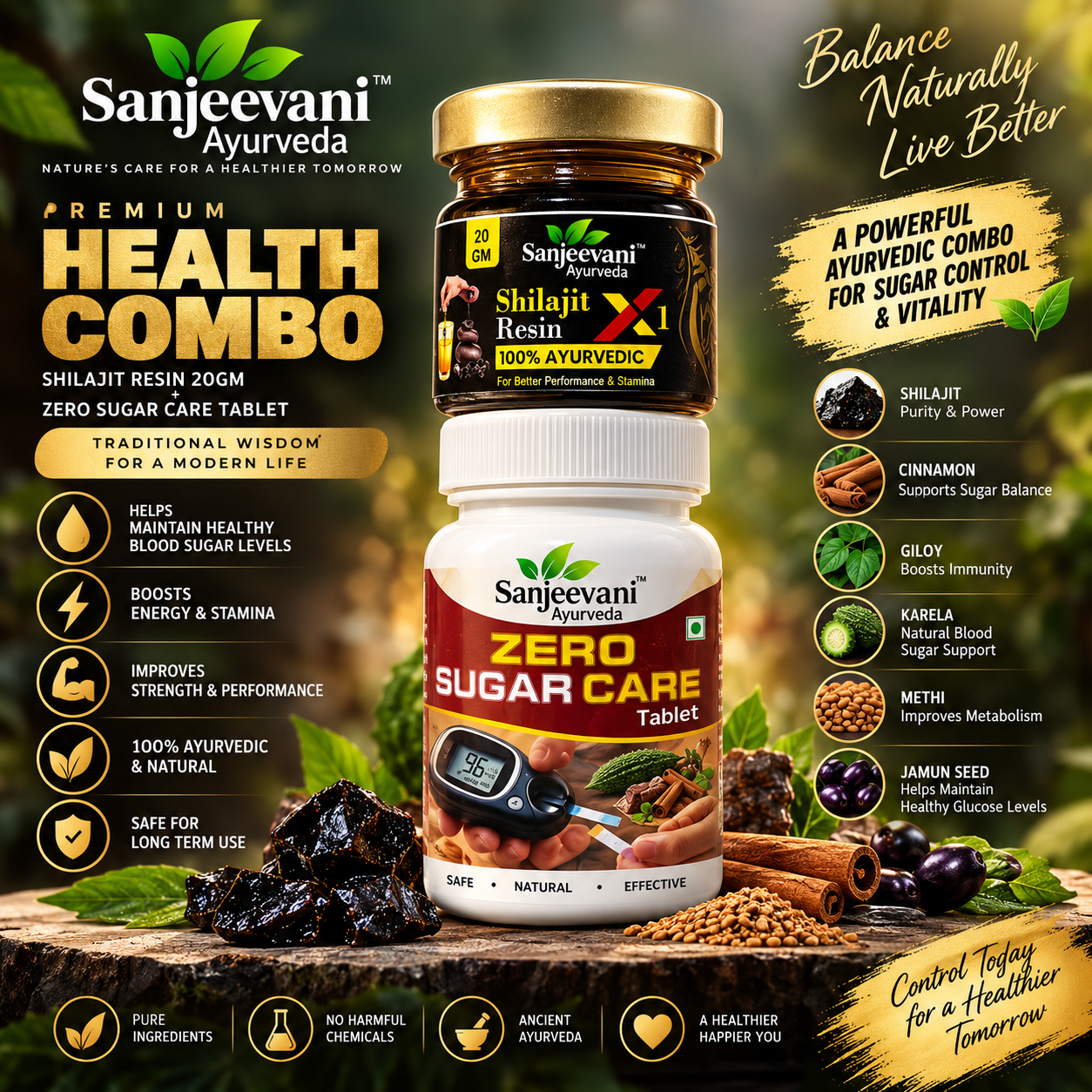 Zero Sugar Care Tablet + Shilajit Resin